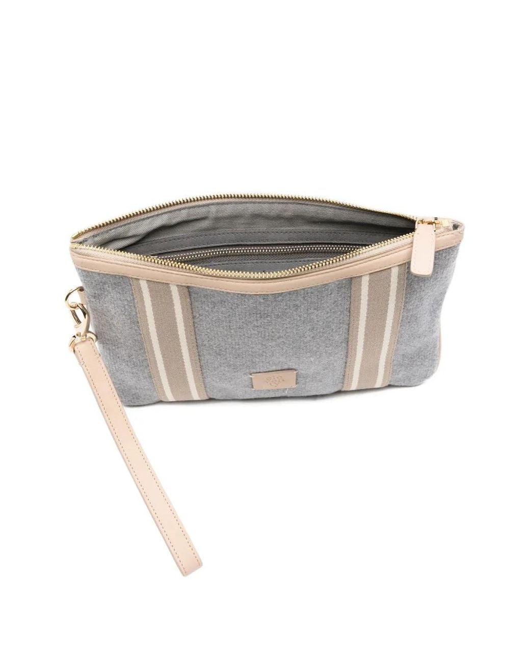 Eleventy Gray Striped-Panel Clutch Bag for men