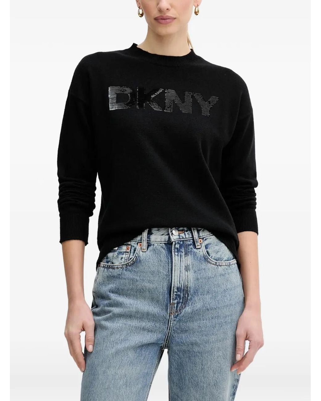 DKNY Black Pull À Logo En Sequins