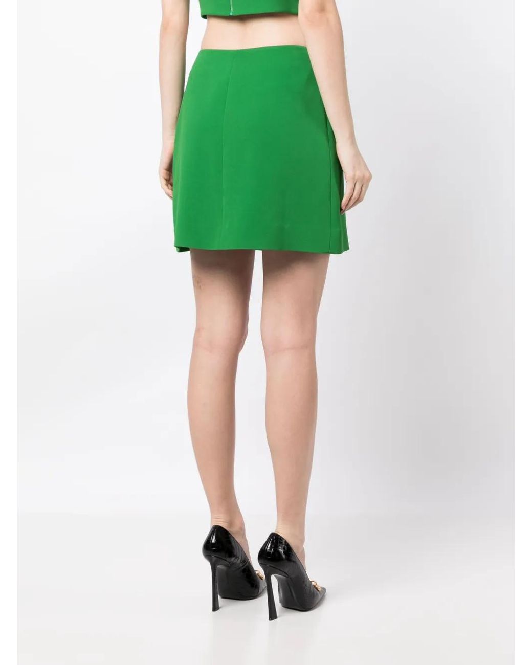 Elie Saab Green Slits Silk Mini Skirt