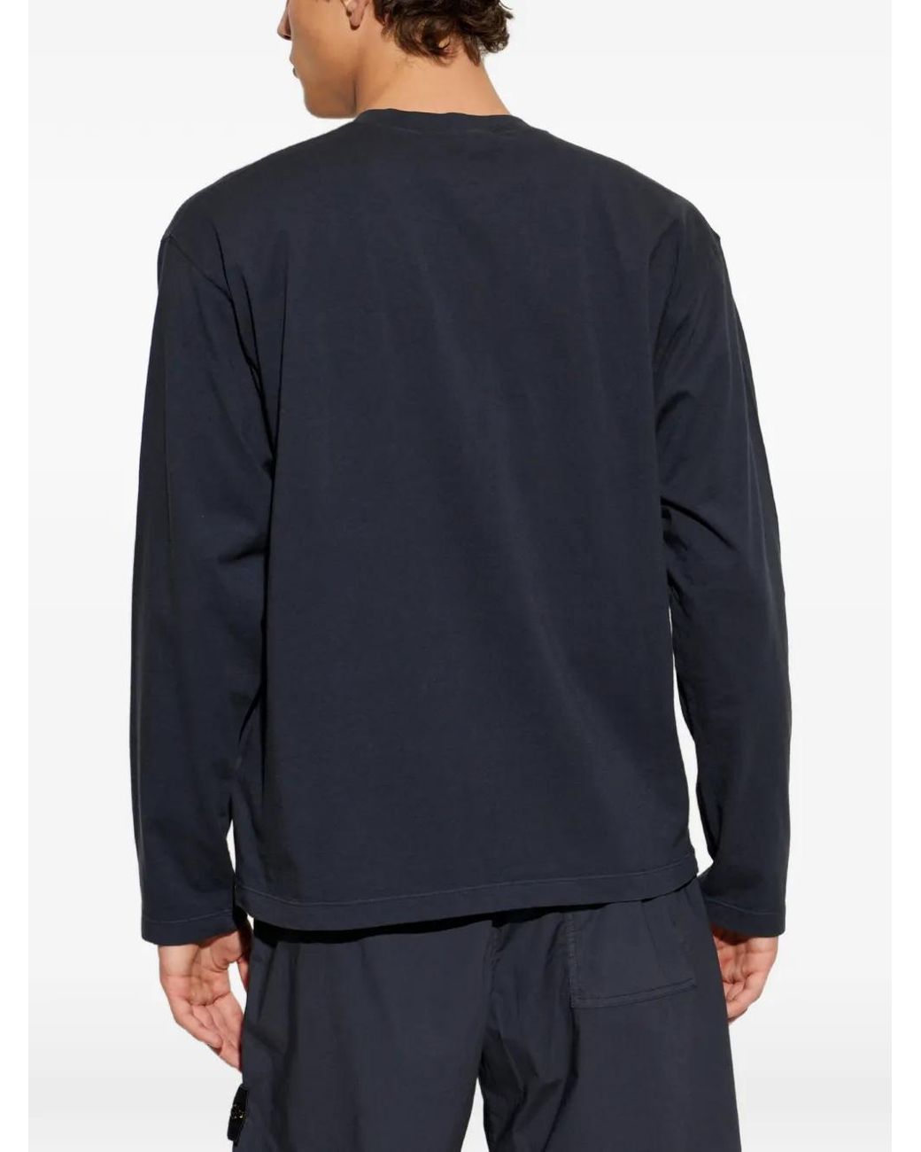 Stone Island Blue Logo-Patch Long-Sleeve T-Shirt for men