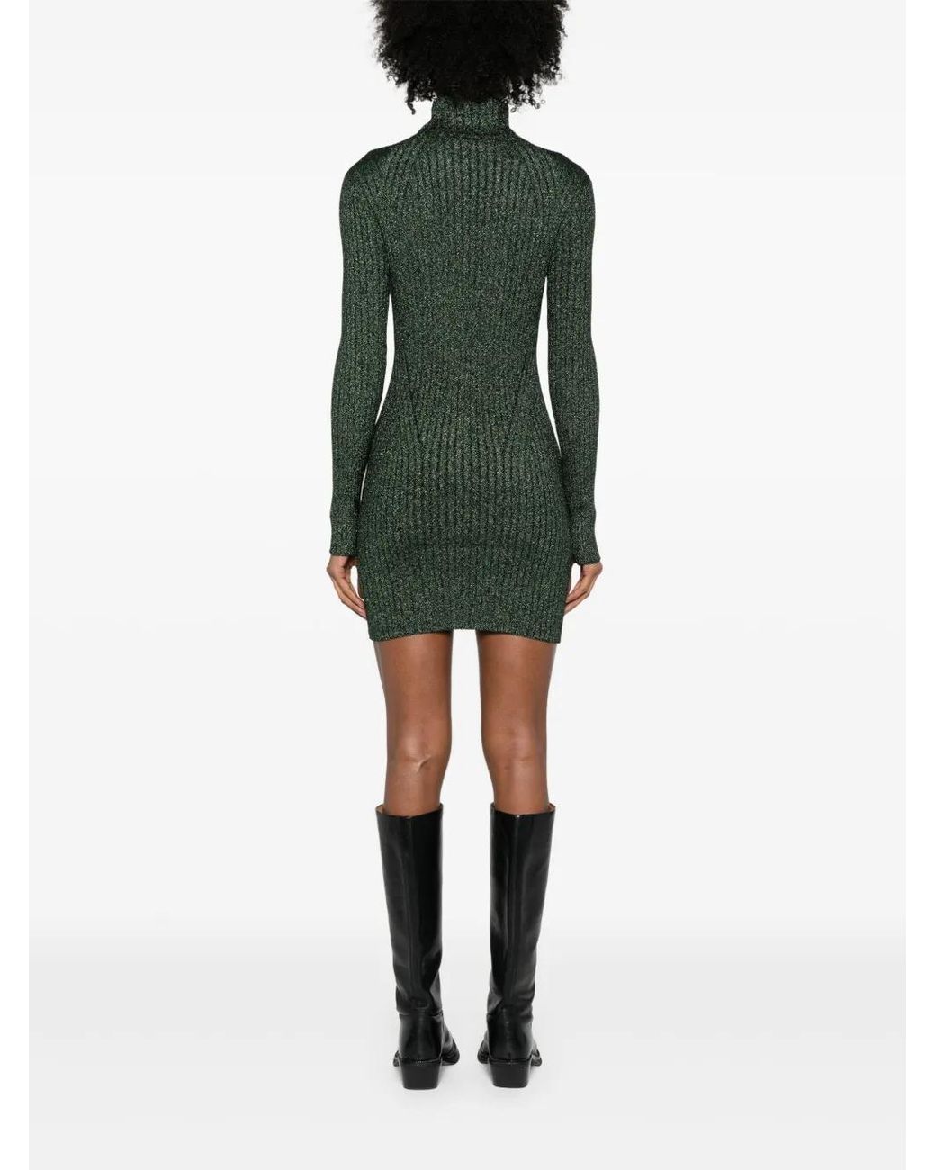 AllSaints Green Julliette Lurex Mini Dress