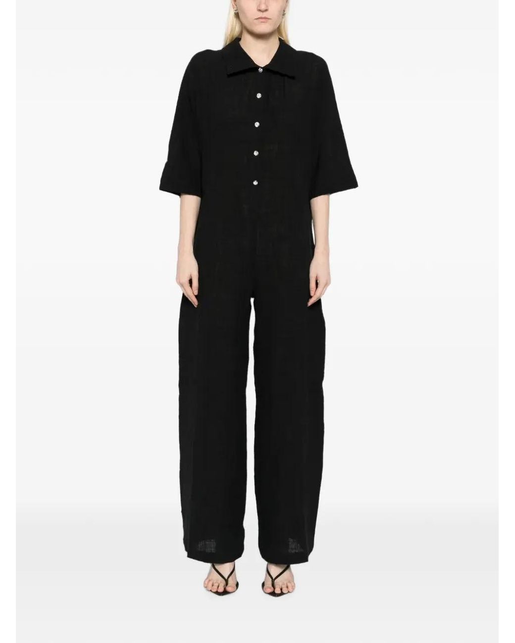 Tessitura Black Oversized Jumpsuit