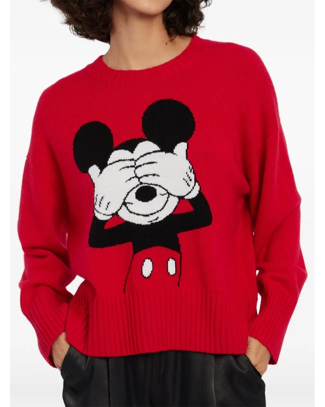Chinti & Parker Red Mickey Mouse Intarsia-Knit Sweater