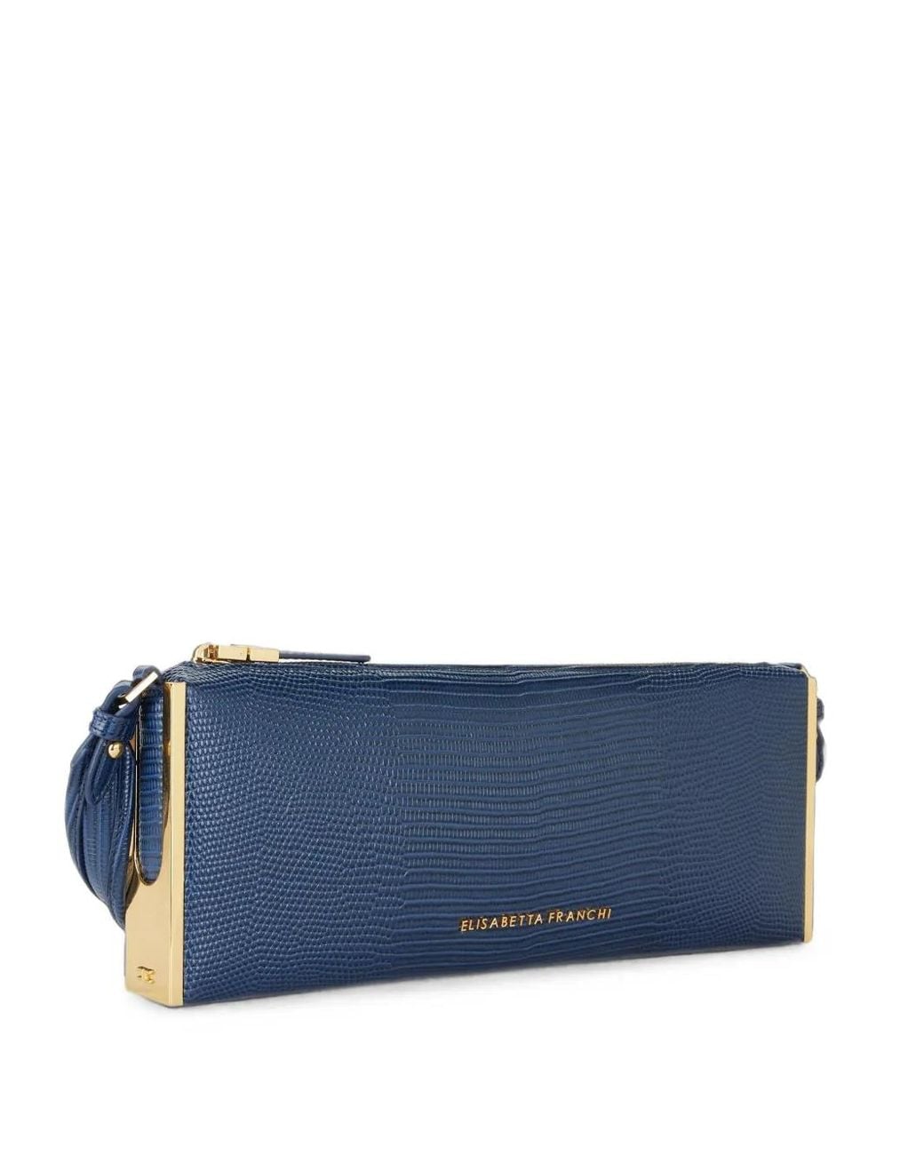 Elisabetta Franchi Blue Over-The-Shoulder Bag With Lizard Print