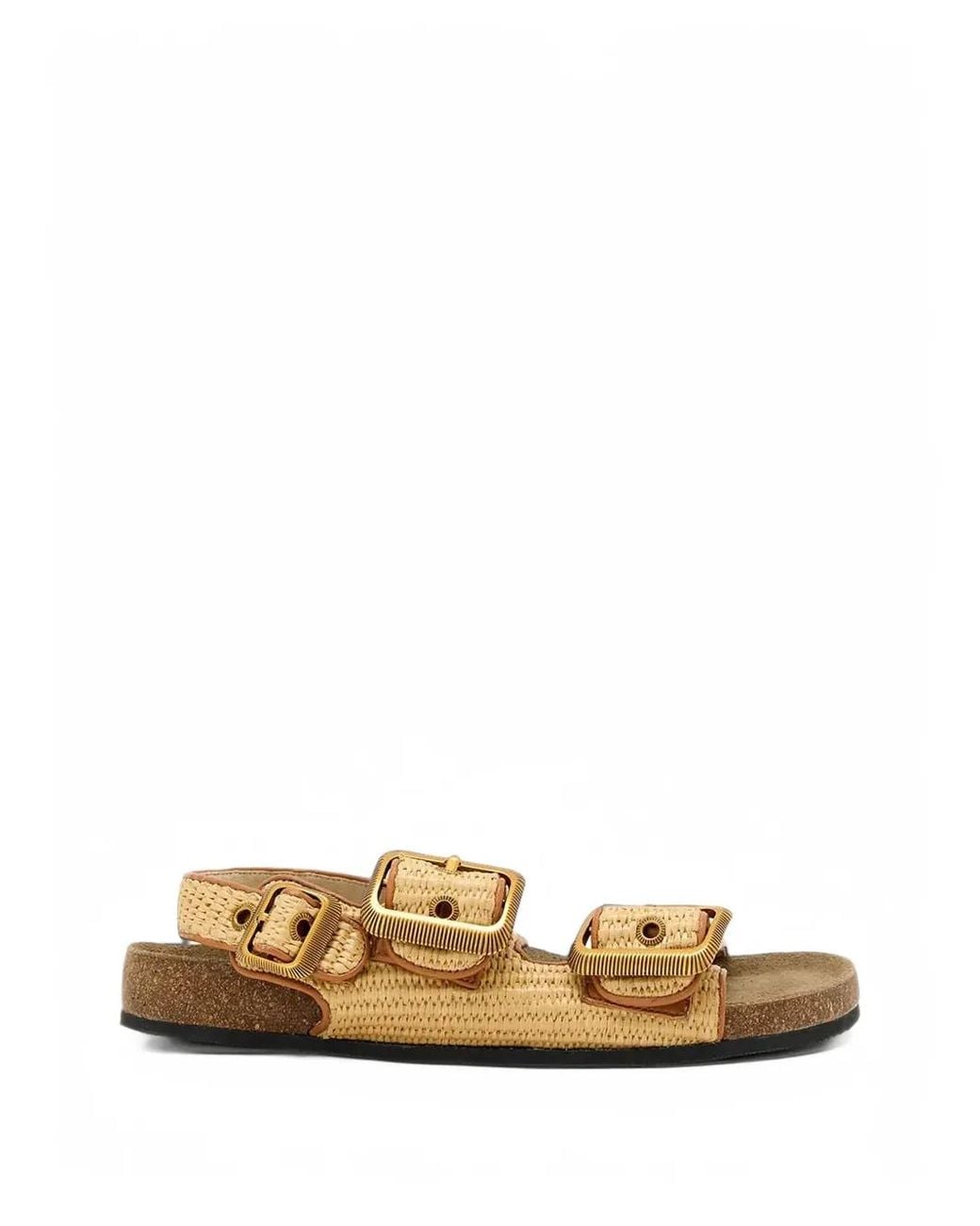 AllSaints Metallic Staffa Raffia Buckle Sandals