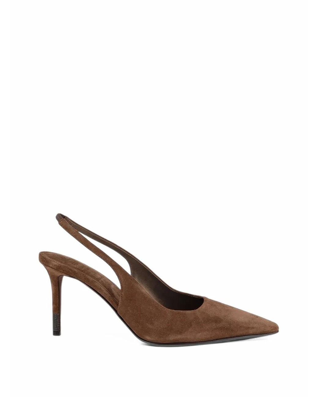Brunello Cucinelli Brown Monili-Embellished Suede Pumps