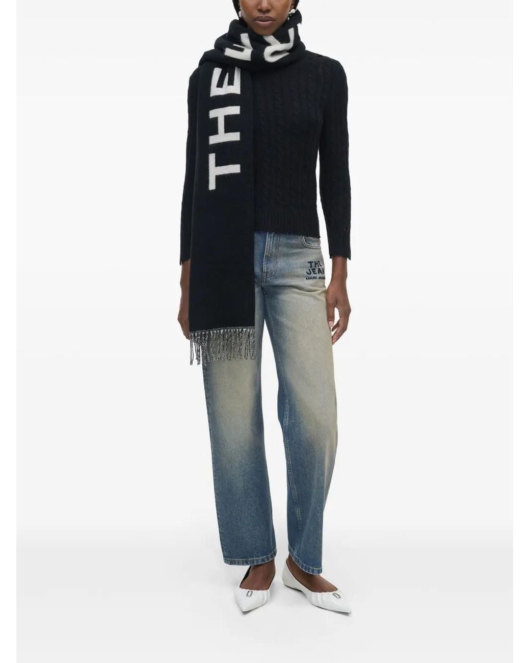 Marc Jacobs Blue Logo Wool Scarf