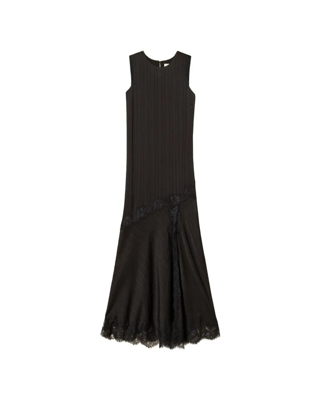 Twinset Black Long Satin And Lace Dress