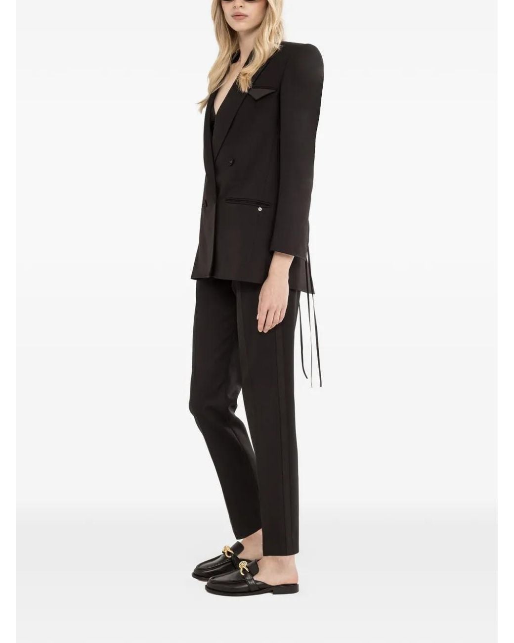 Nissa Black Slim Fit Wool Pants