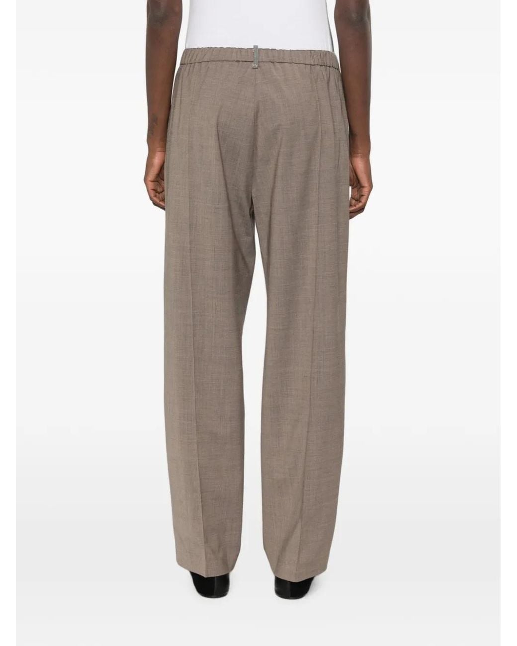 Fabiana Filippi Gray Elasticated-Waistband Pressed-Crease Trousers