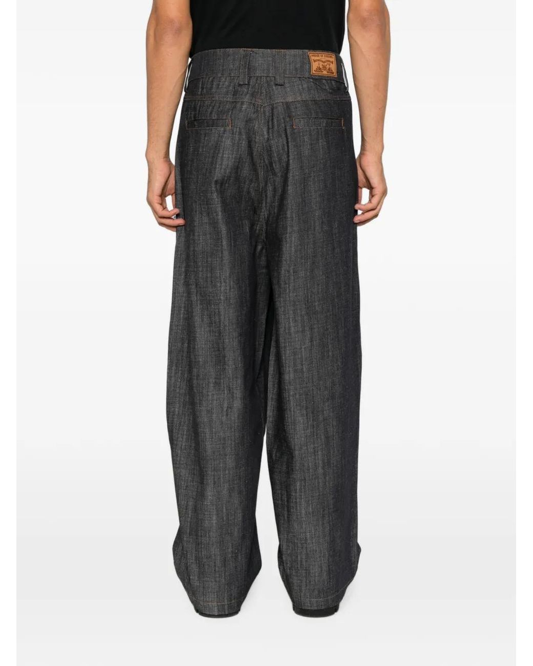 House of Errors Gray Eye-Patchwork Wide-Leg Jeans for men
