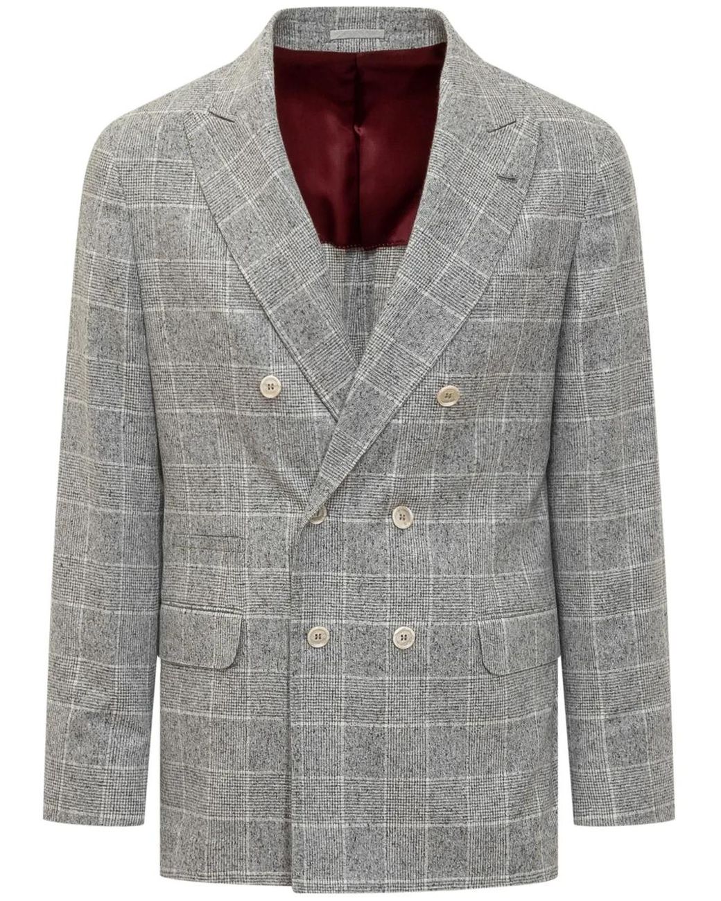 Brunello Cucinelli Geruite Blazer in het Gray voor heren