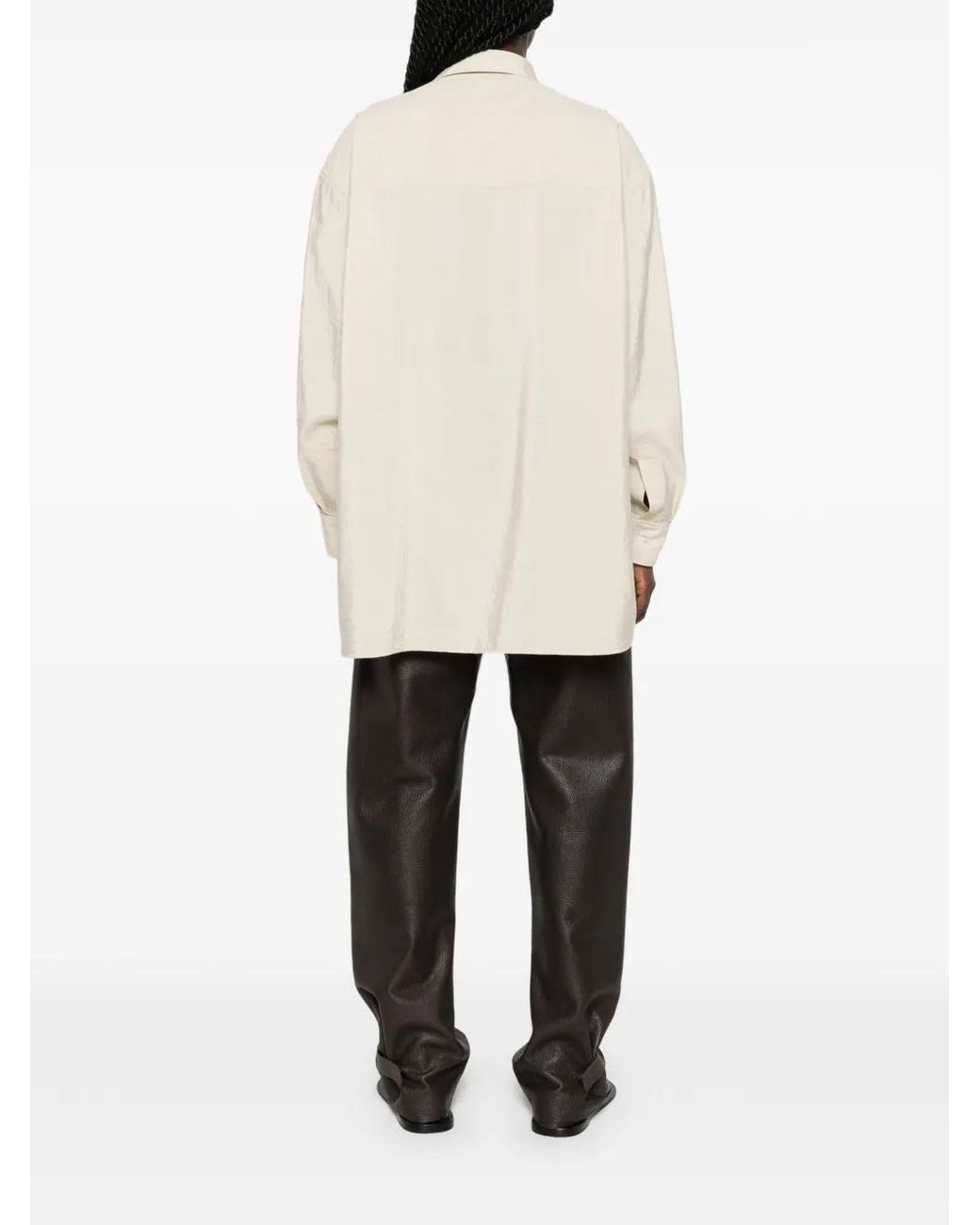 Lemaire White Tie-Neck Long-Sleeve Shirt