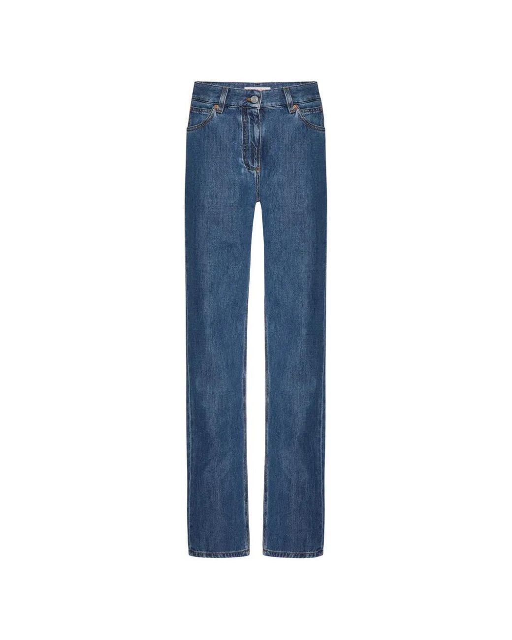 Valentino Garavani Blue Mid-Rise Cotton-Blend Jeans