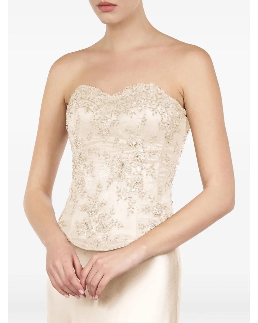 ALEXIA & ANTONIA Natural Embellished Lace Corset