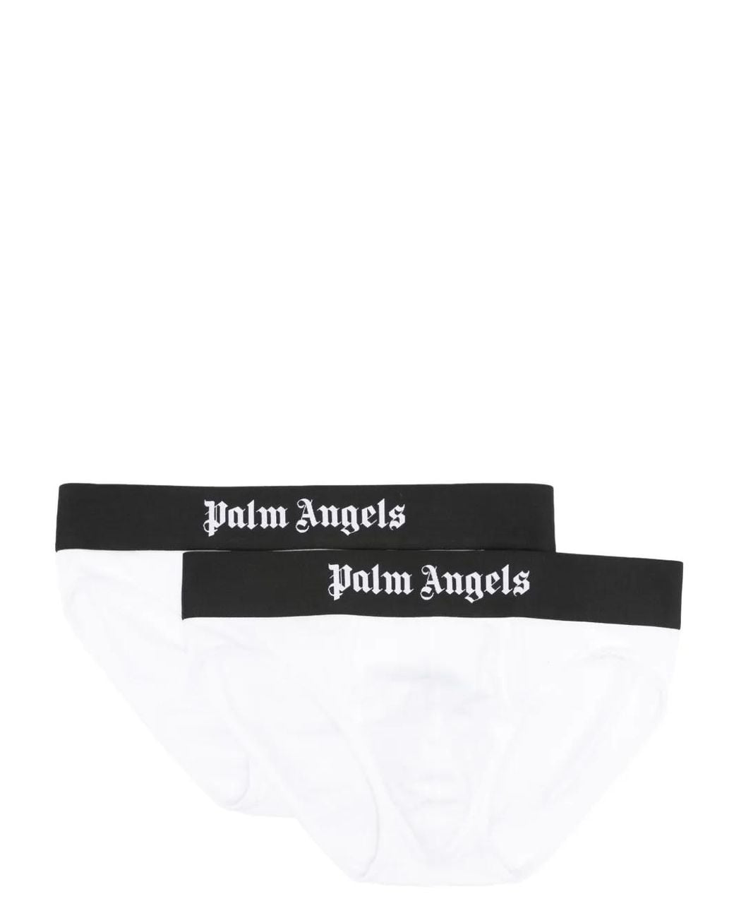 Palm Angels Black Logo-Print Briefs (Pack Of Two) for men