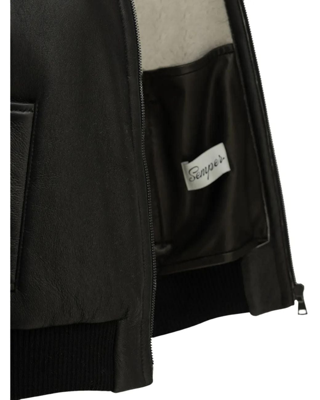 Semler Black Shearling-Collar Leather Coat