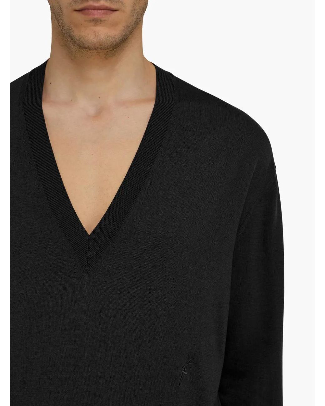 Ferragamo Black V-Neck Jumper for men