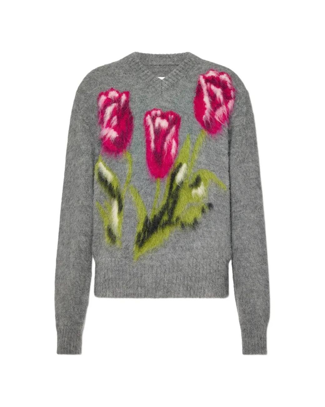 Maison Margiela Gray Flower Wool Sweater