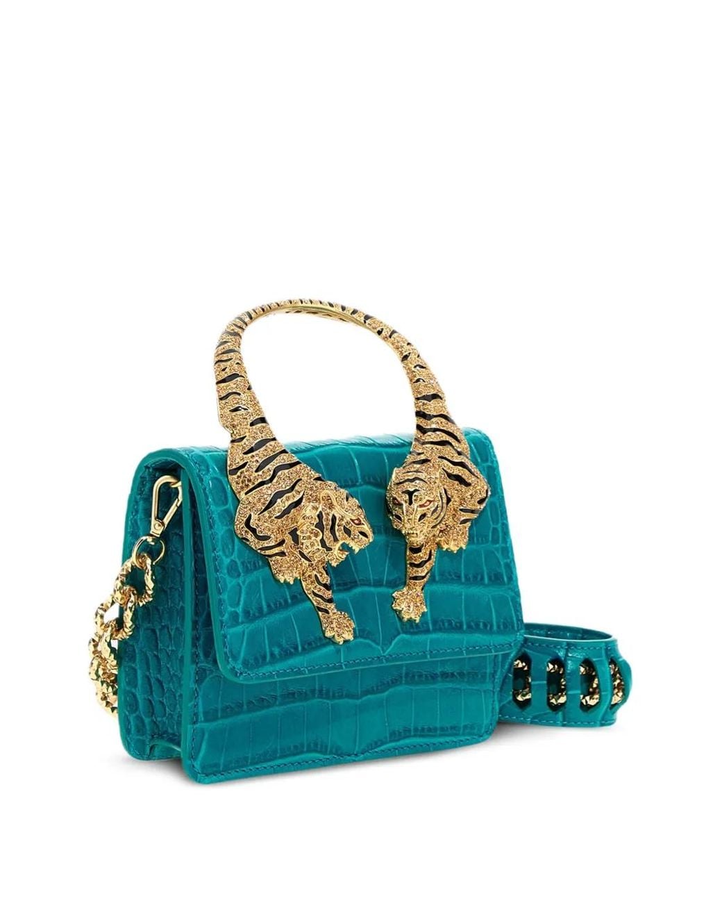 Roberto Cavalli Blue Roar Crocodile-Effect Tote Bag