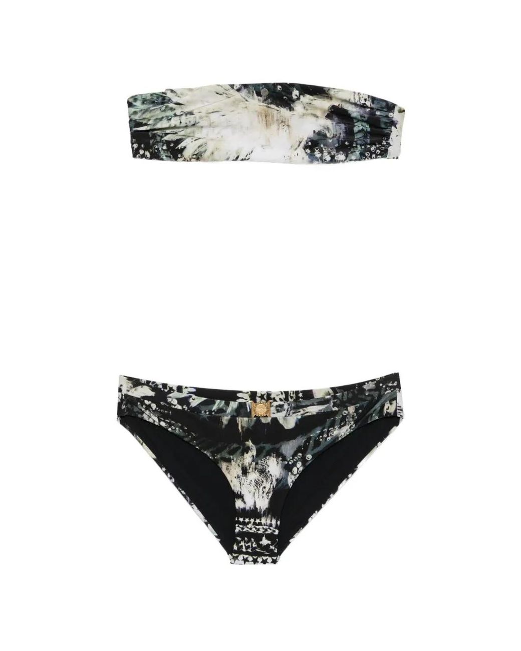 Balmain Black Bikini À Imprimé Abstrait