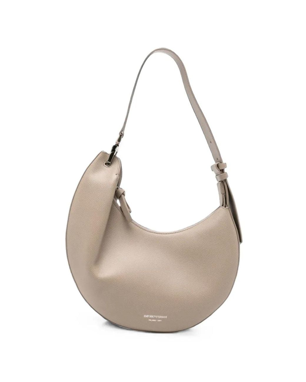 Emporio Armani White Grained Leather Tote Bag