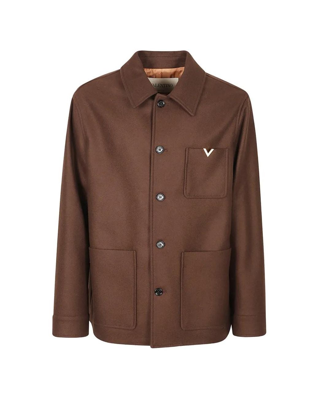 Valentino Garavani Brown Wool Jacket With Vgold for men