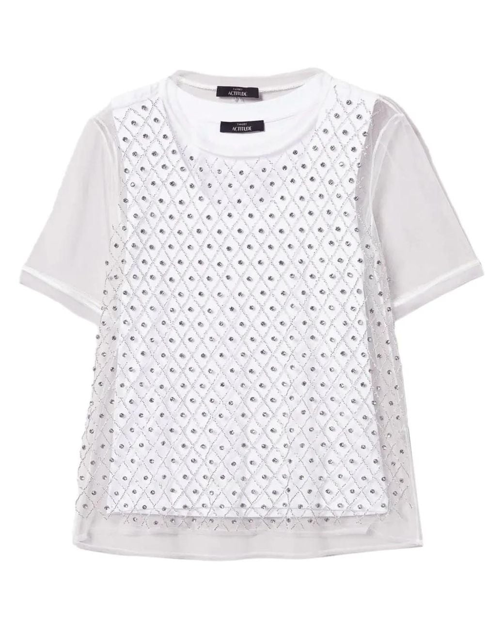 Twinset White Embroidered Tulle T-Shirt