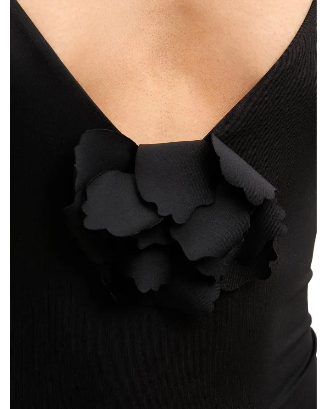 Benetton Black Floral-Applique Swimsuit