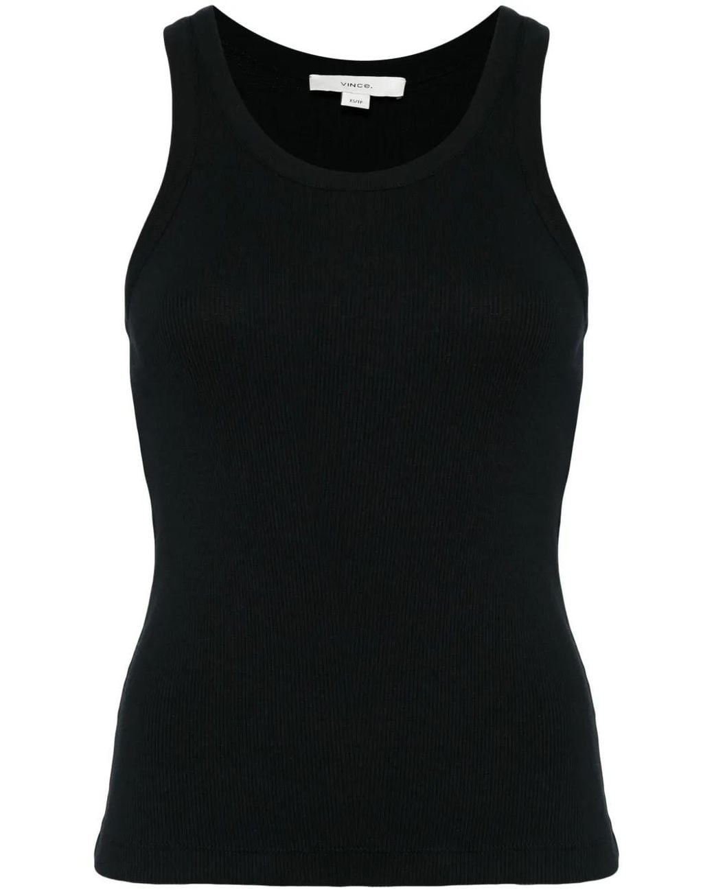 Vince Black Ribbed-Knit Sleeveless Tank Top