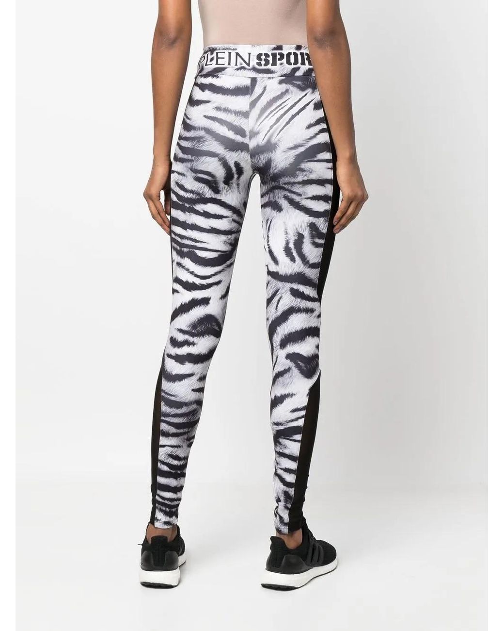 Philipp Plein Gray Tiger High-Waist Leggings