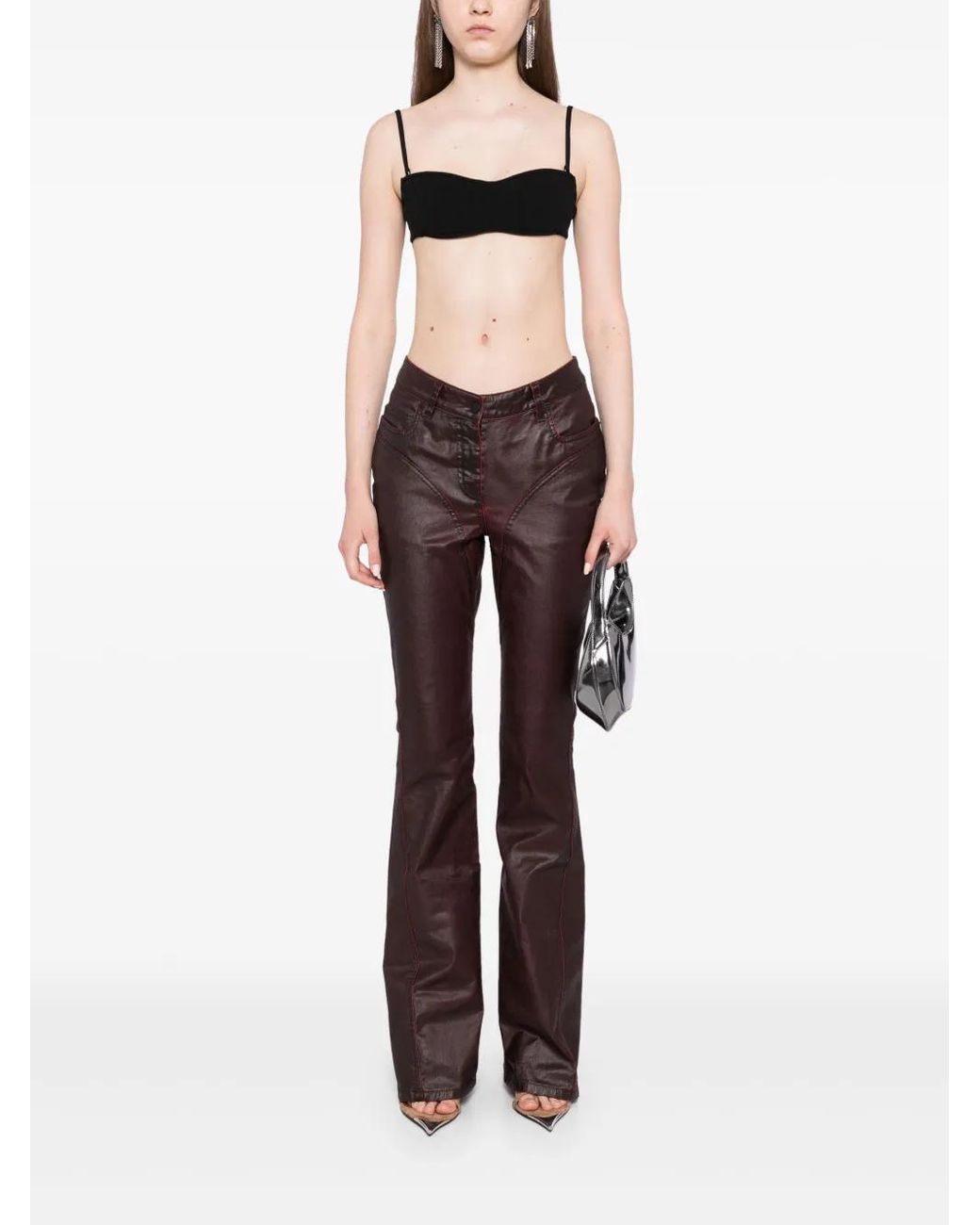Mugler Black Waxed Flared Jeans