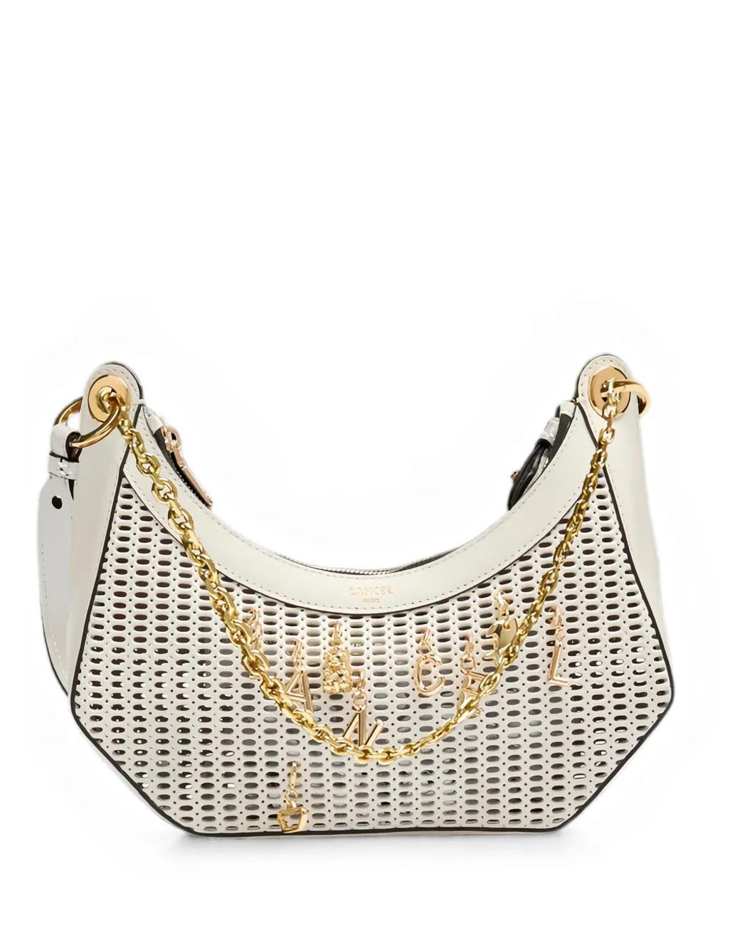 Lancel Natural M Croisette Perforated Logo-Charm Shoulder Bag