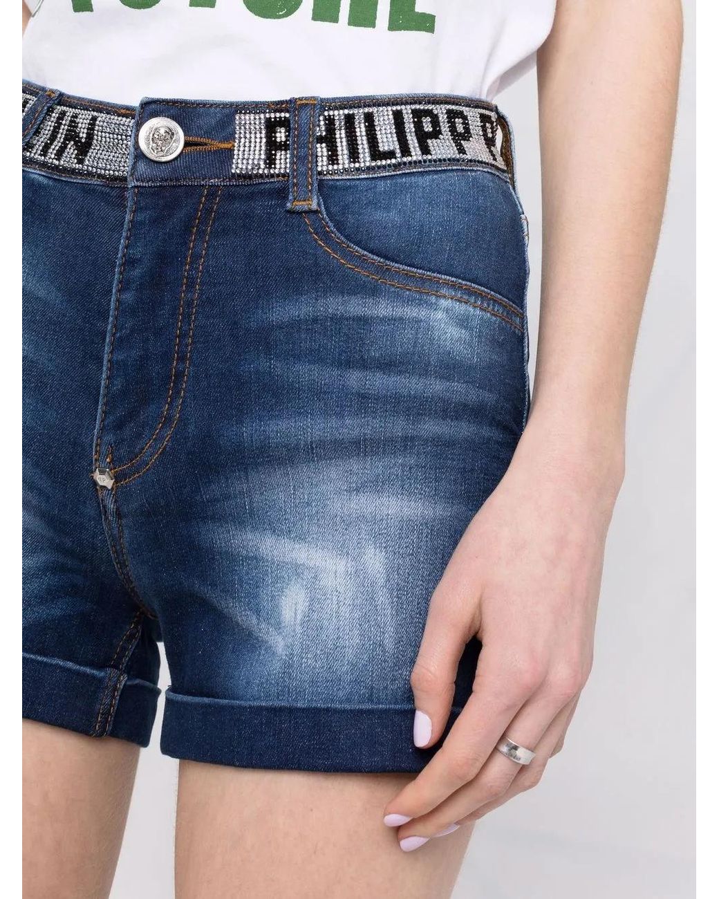 Philipp Plein Blue Stones Hot Pants