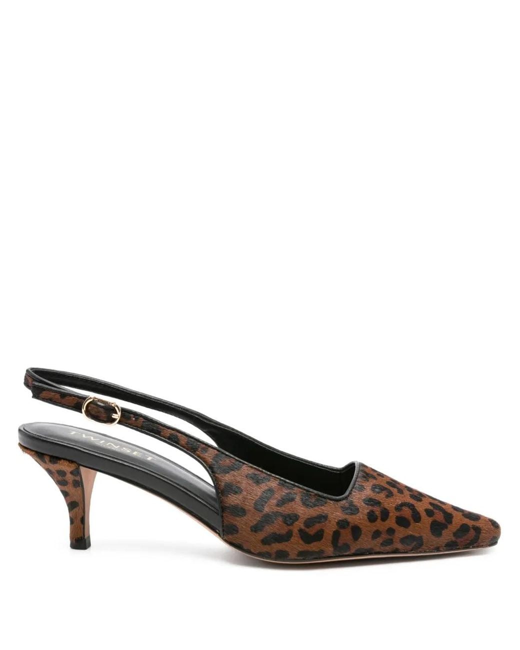 Twinset Brown 70Mm Slingback Leopard Pumps