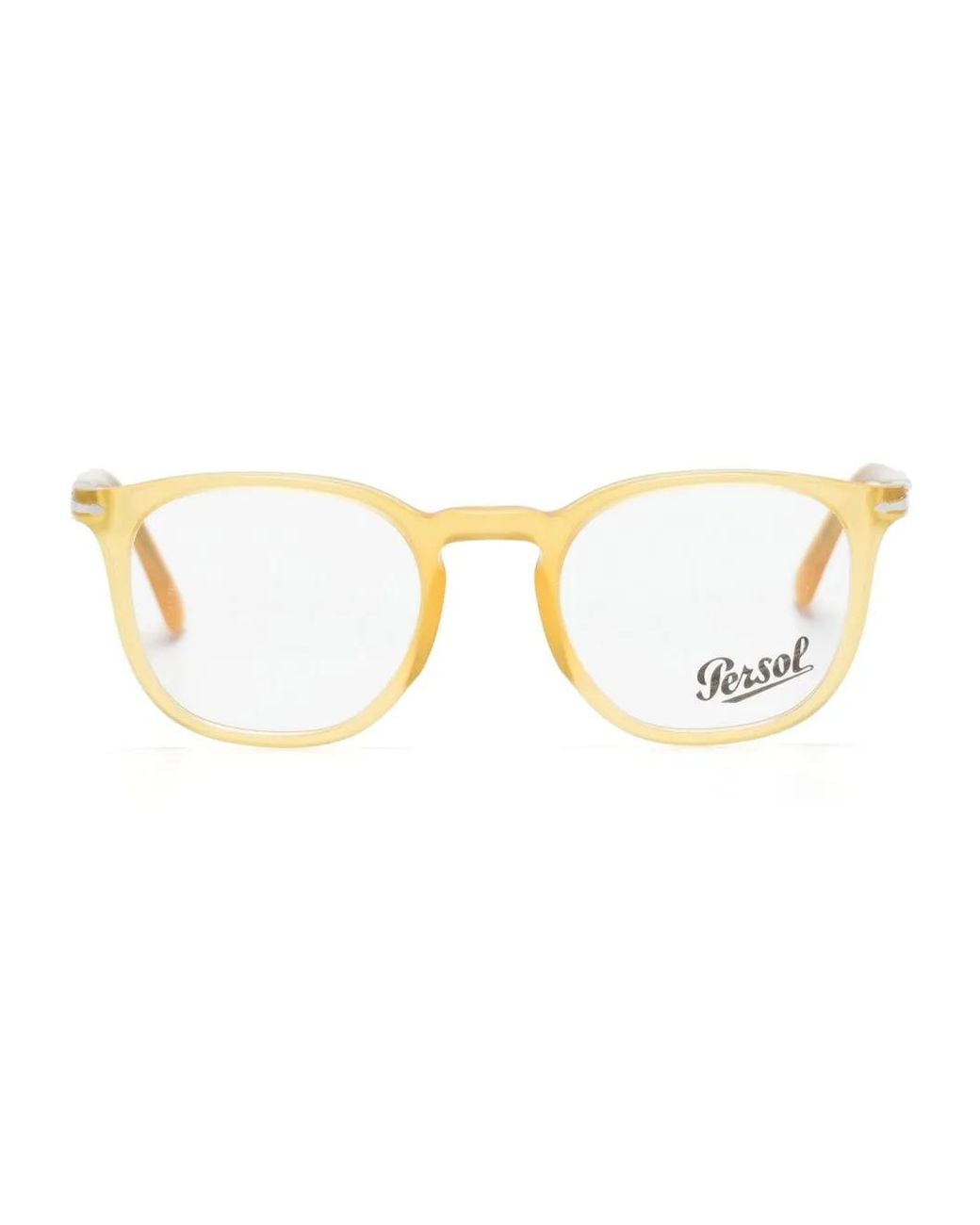 Persol Metallic Brille Mit Eckigem Gestell