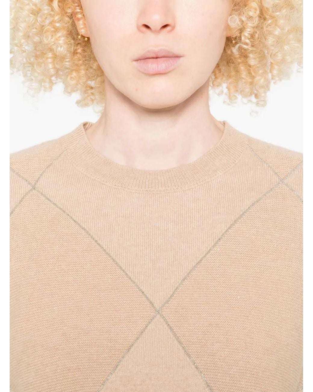 Peserico Natural Diamond-Pattern Sweater