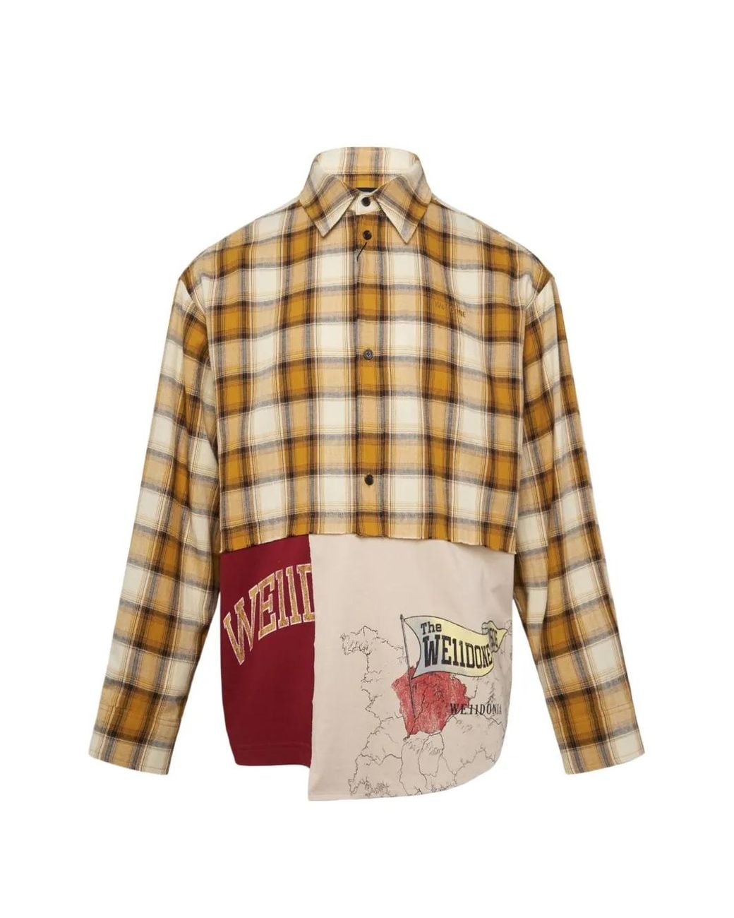 we11done Yellow Plaid Patchwork Shirt