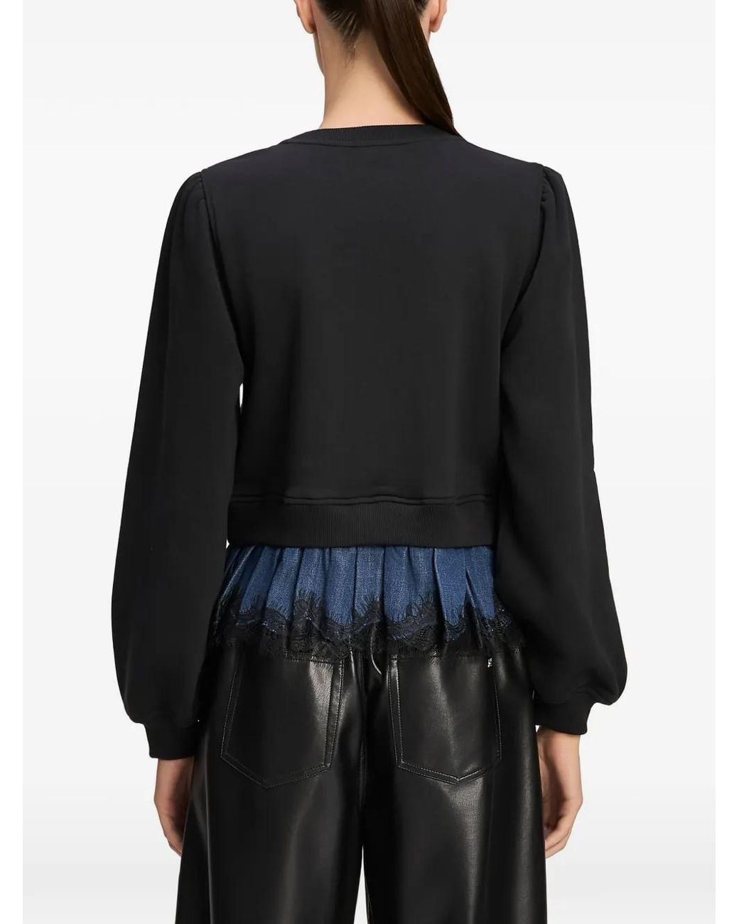 Cinq À Sept Black Mabel Lace-Trim Sweater