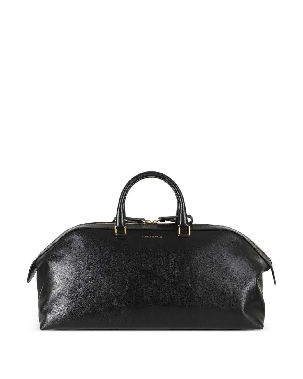 Alberta Ferretti Black Alice Logo-Print Leather Tote Bag