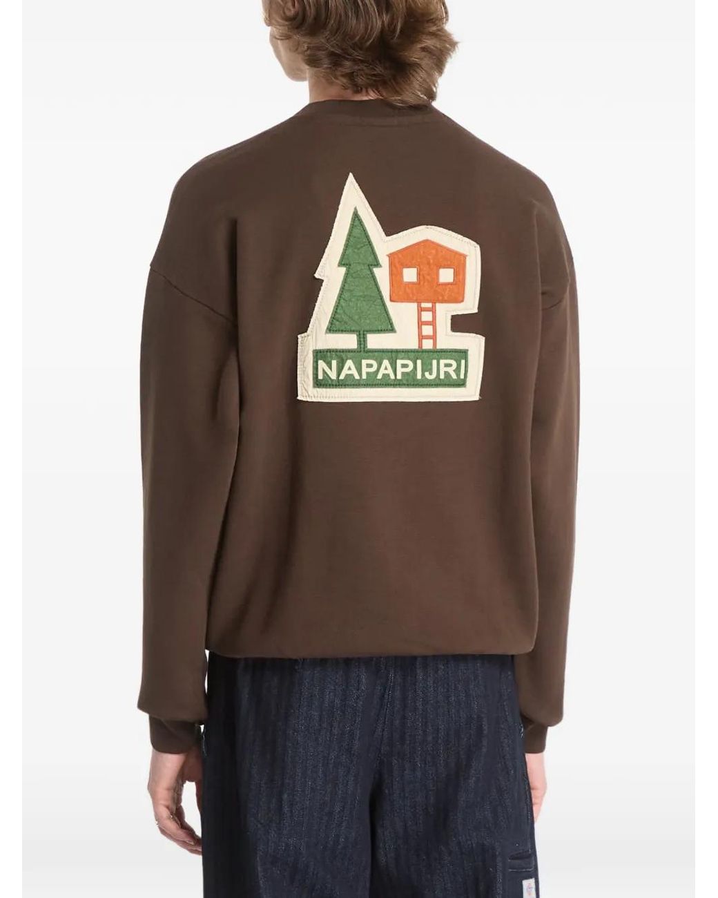 Napapijri Brown Trahus Logo-Patch Sweatshirt for men