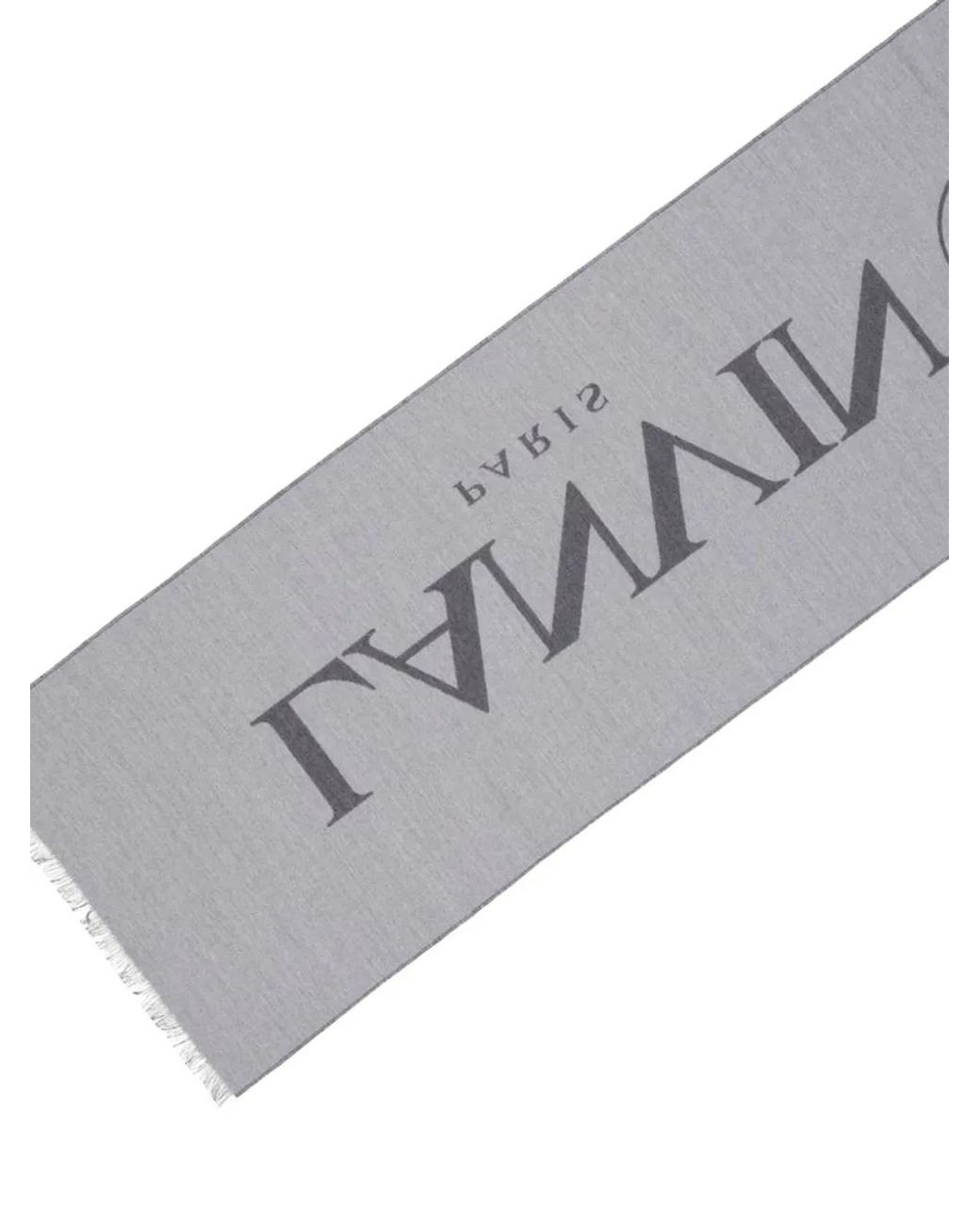 Lanvin Gray Logo-Print Silk Scarf