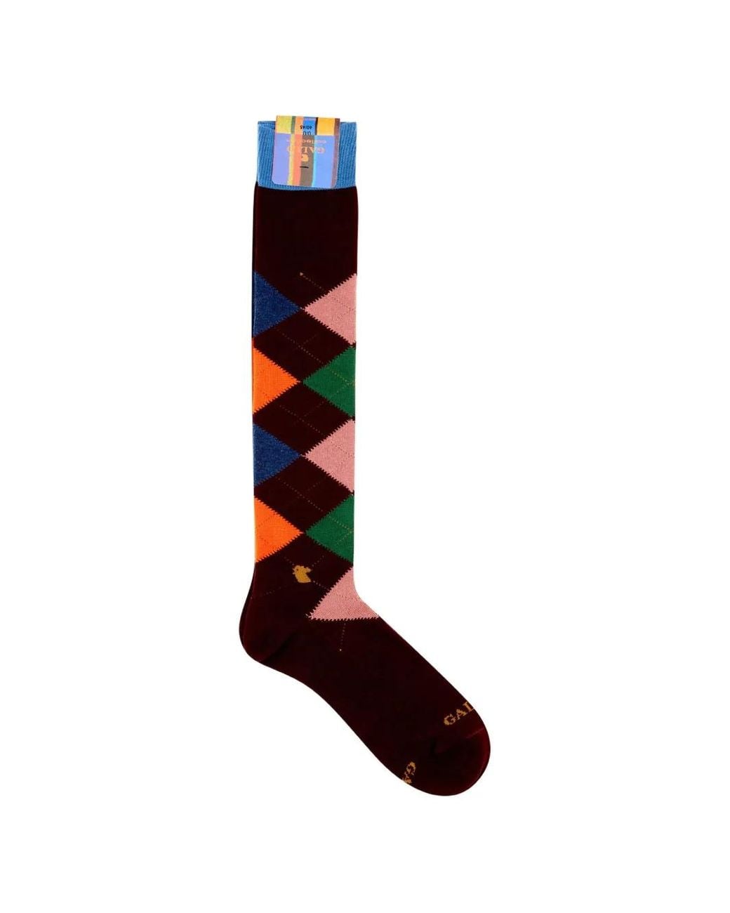 Gallo White Argyle-Pattern Socks for men