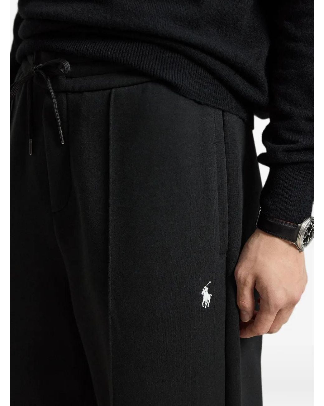 Polo Ralph Lauren Black Logo-Embroidered Track Pants for men