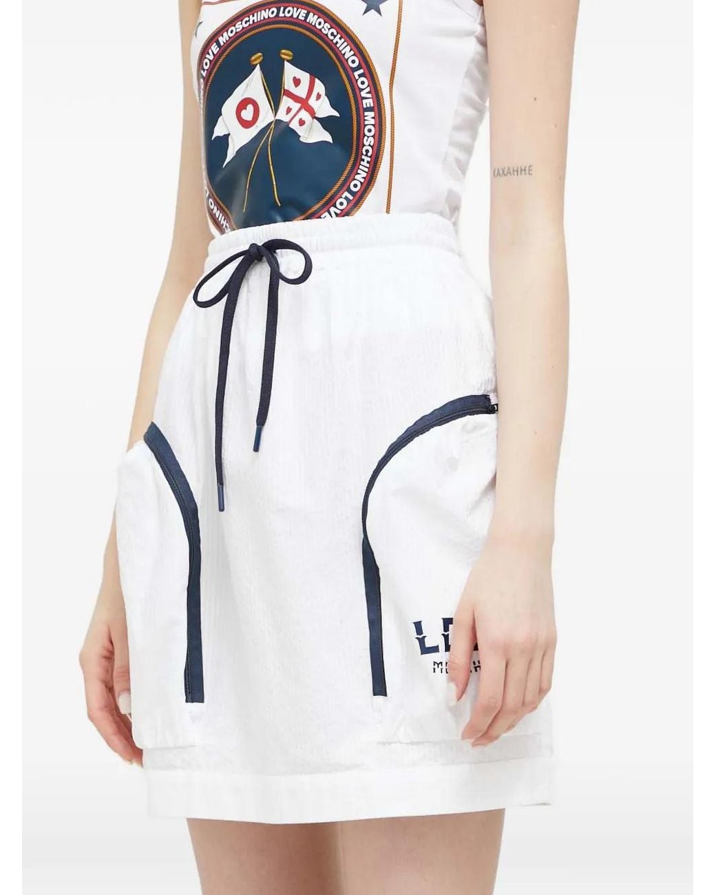 Love Moschino Blue Drawstring-Fastening Mini Skirt