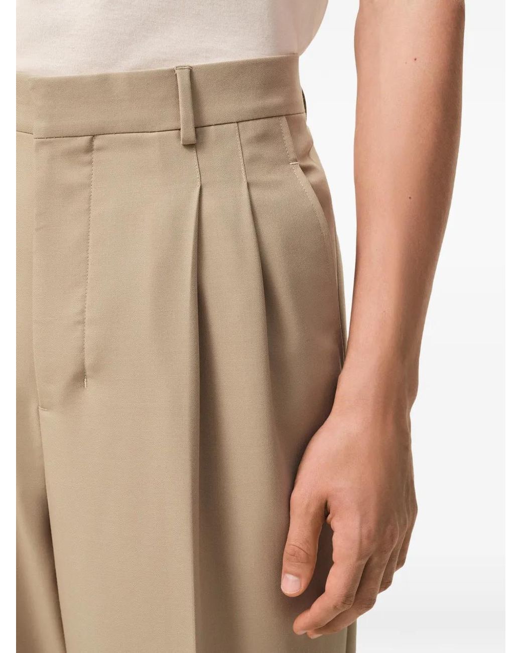 AMI Natural Low Waist Wide Trousers for men