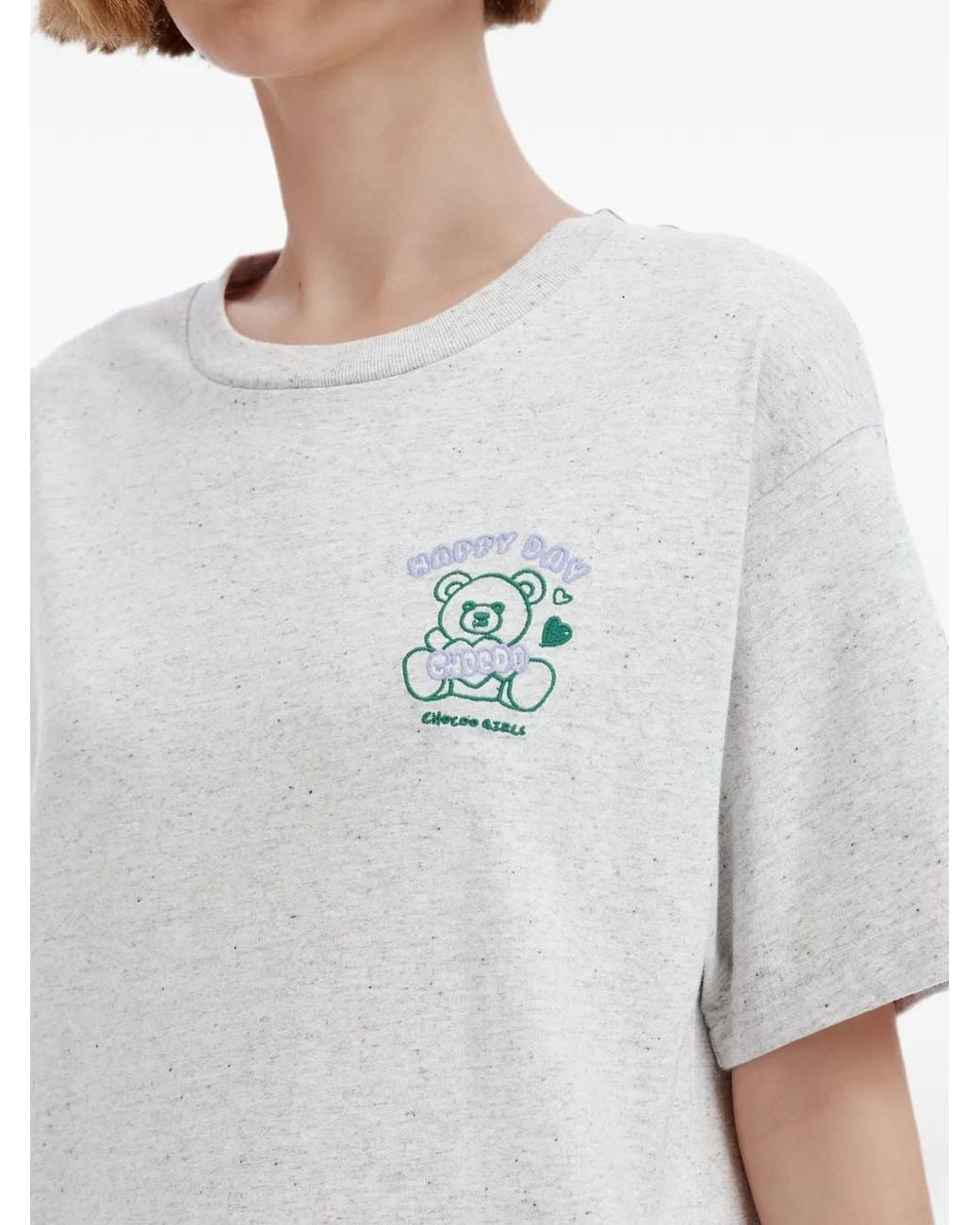 Chocoolate White Bear-Print Cotton T-Shirt