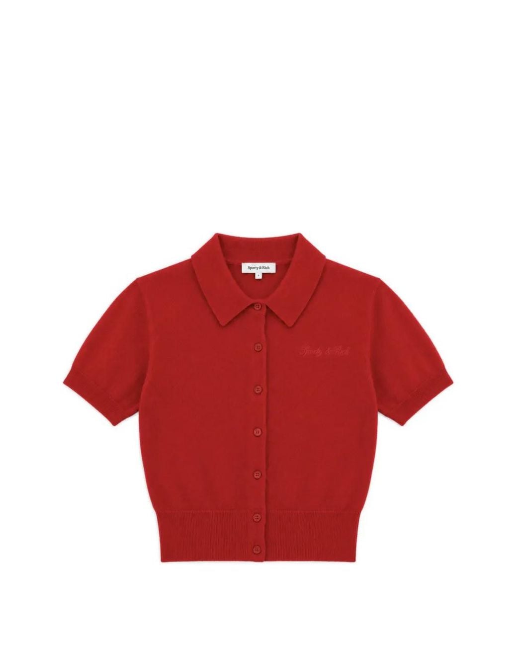 Sporty & Rich Jannie Logo-Embroidered Short-Sleeve Cardigan