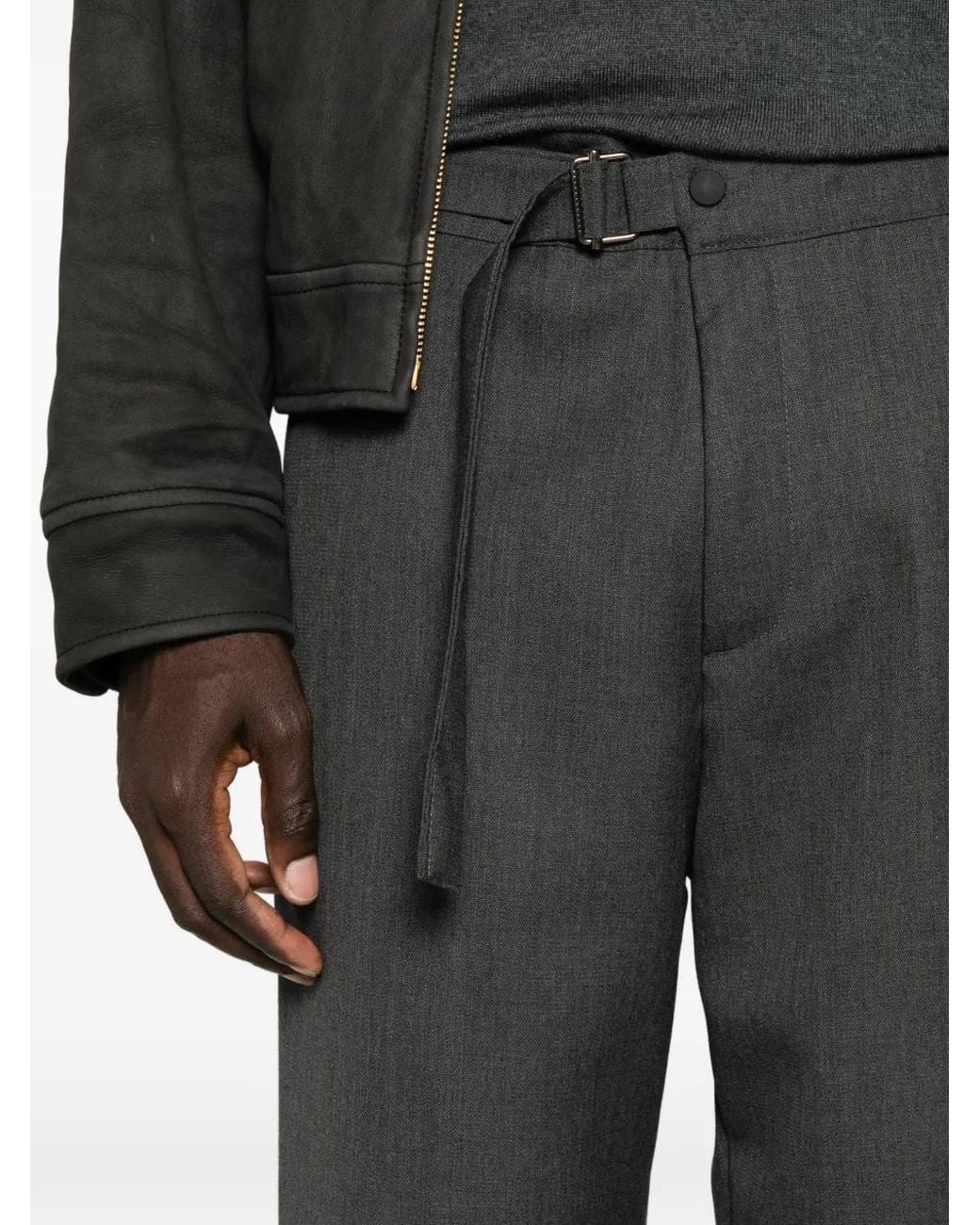 Costumein Gray John Belted Straight-Leg Trousers for men
