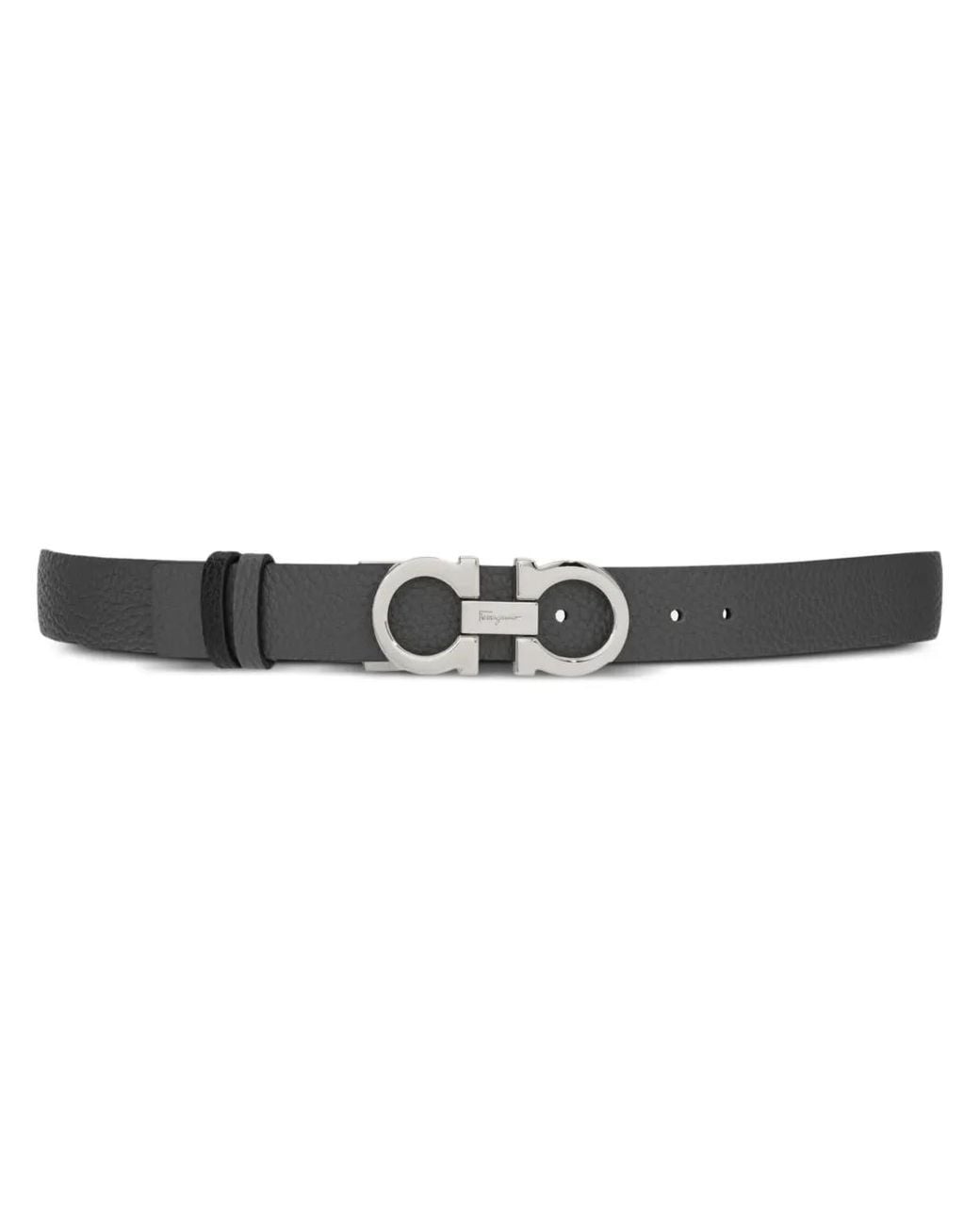 Ferragamo Black Gancini-Buckle Leather Belt